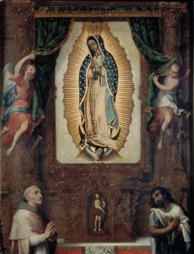 Retablo de la Virgen de Guadalupe, fray Juan de Zumárraga y Juan Diego