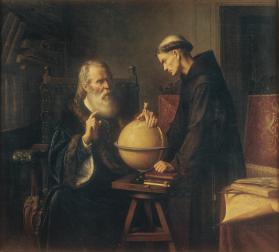 Galileo en la Universidad de Padua demostrando las nuevas teorías astronómicas