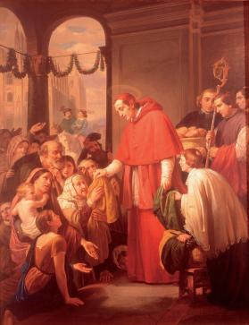 San Carlos Borromeo repartiendo limosna al pueblo