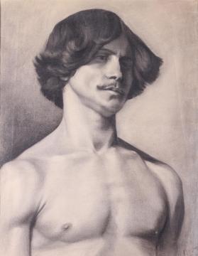 Estudio del modelo al natural, busto de hombre