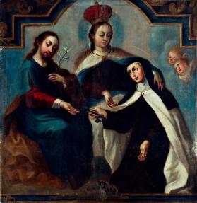 La Virgen del Carmen con san José y una monja