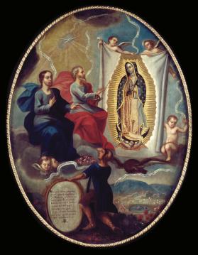 El Padre Eterno pintando a la Virgen de Guadalupe