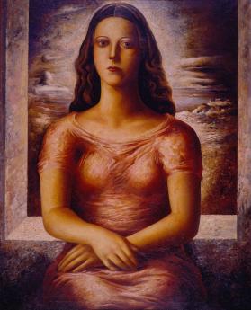 Retrato de María Asúnsolo (con ventana y nubes al fondo)