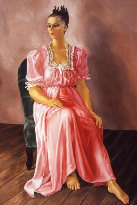 Retrato de María Asúnsolo en rosa