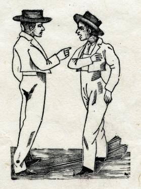 Dos hombres discutiendo frente a frente