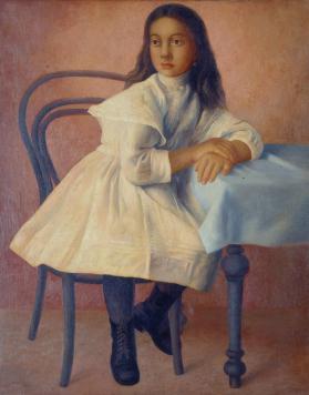 Retrato de María Asúnsolo de niña en la silla