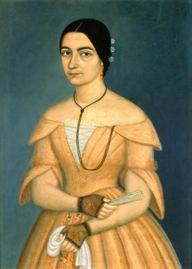 Retrato de dama con vestido rosado